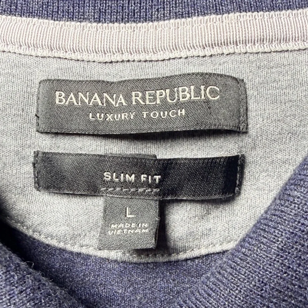 Banana Republic Luxury Touch Slim Fit Polo Shirt Mens Large Navy Blue Heather